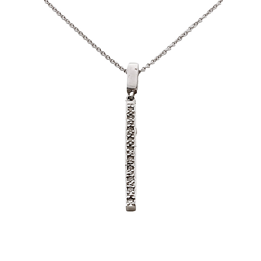 9ct White Gold Diamond Pendant with Chain